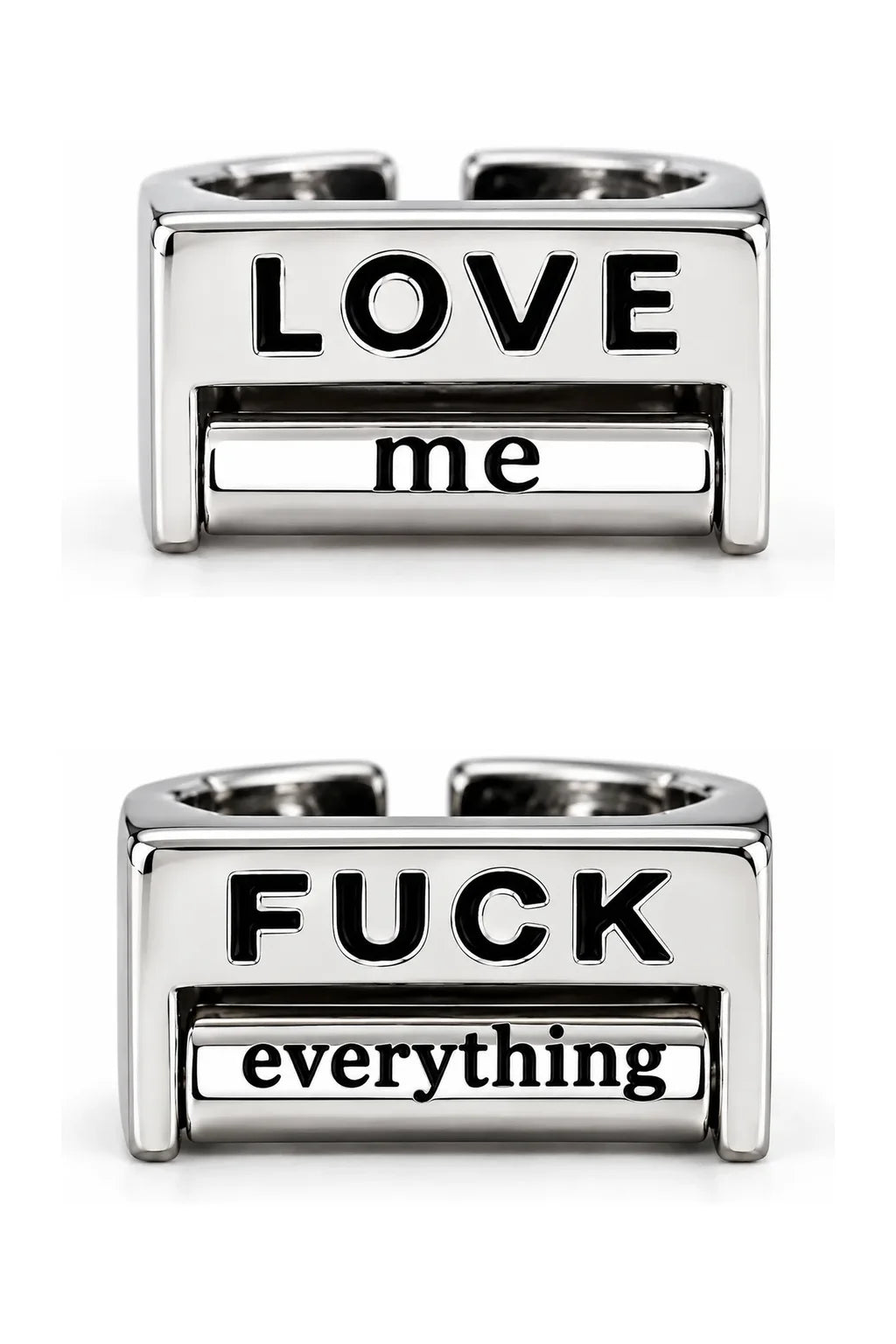 Love and Fuck spinner rings