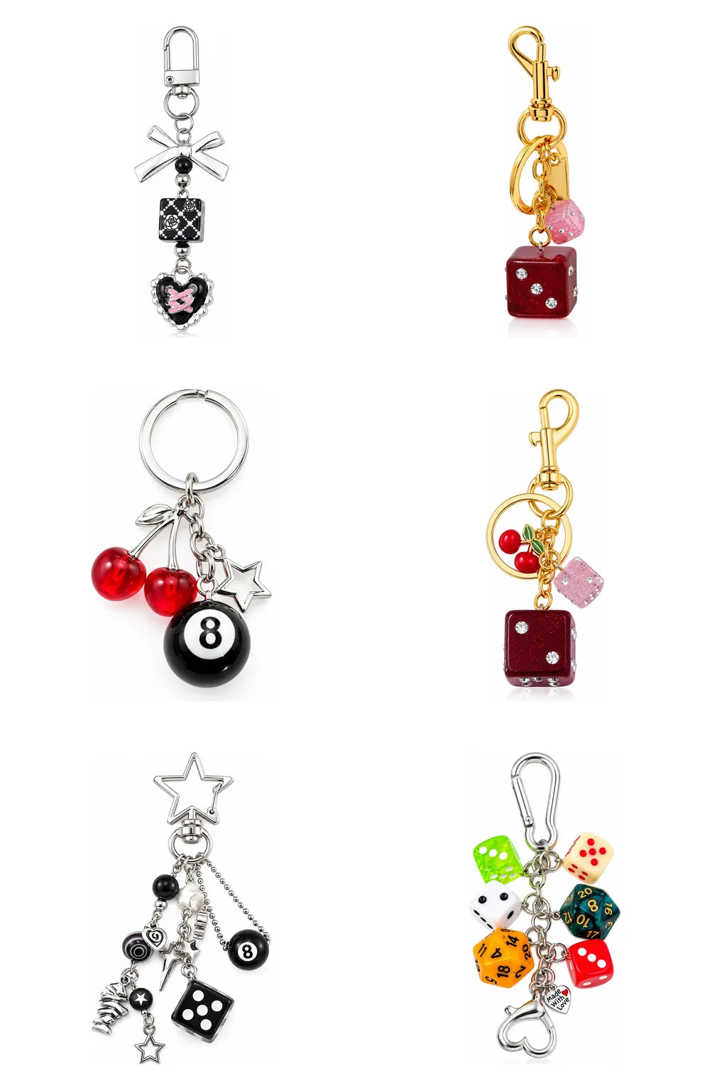 Six fashion keychains