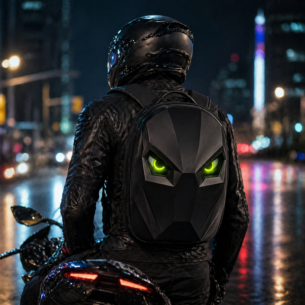 Knight HD LED Backpack 4096B on a night rider
