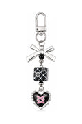 Rose Heart keychain, bow, rose cube, and heart